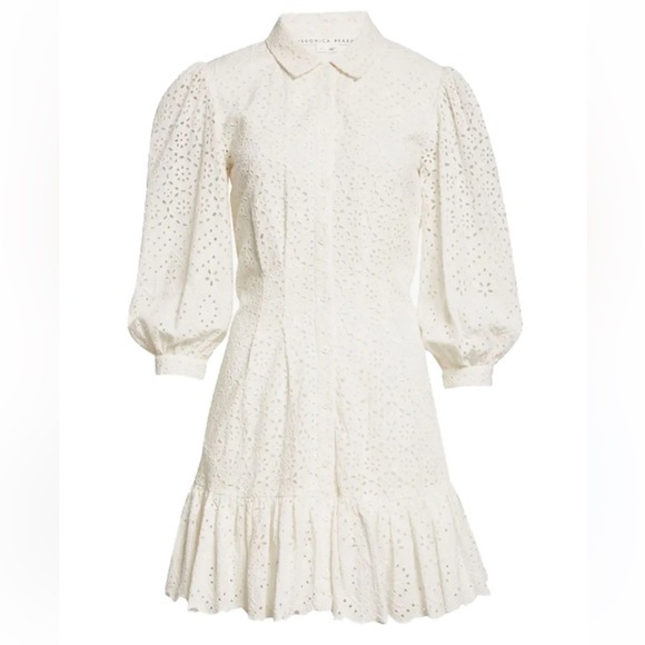 Veronica Beard Kylan Eyelet Cotton Shirtdress In White,0, $499